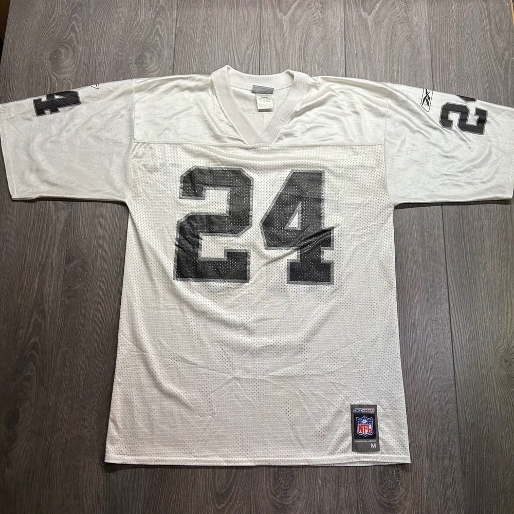 Reebok NFL Oakland Raiders Charles Woodson 24 Jersey Mens Medium White Mesh